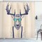 Ambesonne Antlers Shower Curtain, Drawing of Deer Dressed up Modern Cool Hipster Fashion Creative Funny Animal Art, Cloth Fabric for Bathroom Decor Set with Hooks, 69" W x 70" L, Beige Blue